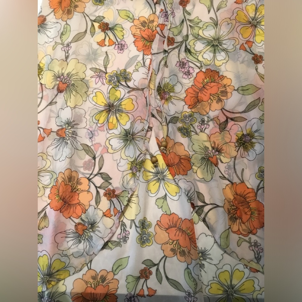 NWOT Sheer Floral Retro Style Maxi Wrap Duster Kimono - Picture 9 of 9